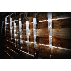 Vianočné osvetlenie - cencúle - studená biela, 8 svetelných funkcií