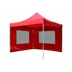 Záhradný párty stan nožnicový PROFI 3x3 m červený + 2 bočné steny