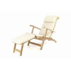 Záhradné drevené lehátko DIVERO Florentine + polstrovanie - béžové