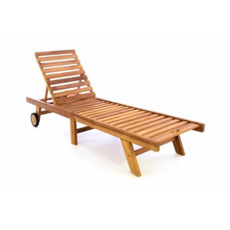 Polohovateľné lehátko z teakového dreva DIVERO