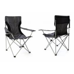 Sada 2 x kempingová rybárska skladacia stolička - sivá