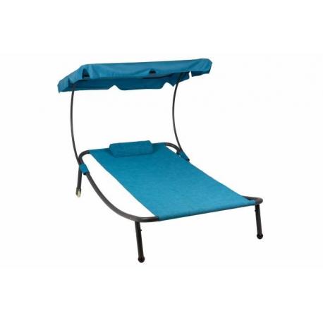 Záhradné lehátko so strieškou a kolieskami - 202 x 139 x 152