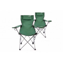 Sada 2 ks skladacia kempingová stolička DIVERO s vankúšom - zelená