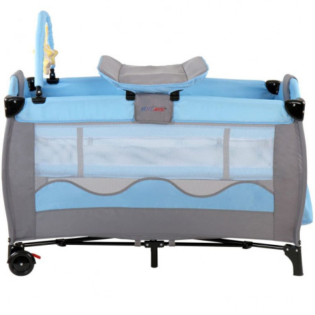 Detská postieľka, cestovná, modrá/sivá
