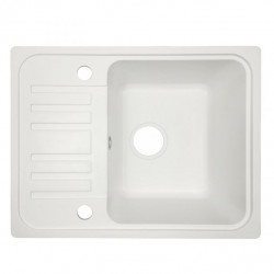 Aquamarin Granitový kuchynský drez, 57 x 45 cm, biely