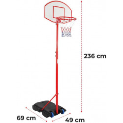 Basketbalový kôš s kolieskami, nastaviteľný 113 - 236 cm