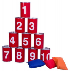 Detská hra zhadzovanie plechoviek