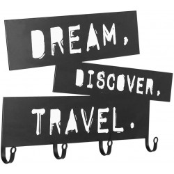 Nástenný vešiak so štyrmi háčikmi, Dream, Discover, Travel