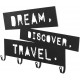 Nástenný vešiak so štyrmi háčikmi, Dream, Discover, Travel