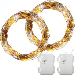 VOLTRONIC Svetelné drôty, 200 LED, teplá a studená biela