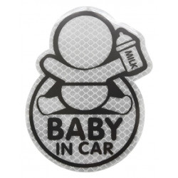 Samolepka reflexná Baby in car - strieborná