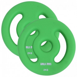 Gorilla Sports Sada záťažových kotúčov 2 x 2 kg, zelená
