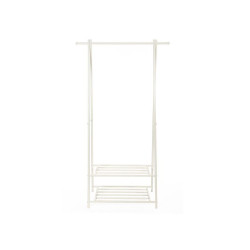 Kovový vešiak na oblečenie s dvoma policami na topánky