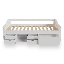 Detská posteľ s úložným priestorom 90x200 cm,s roštom, biela
